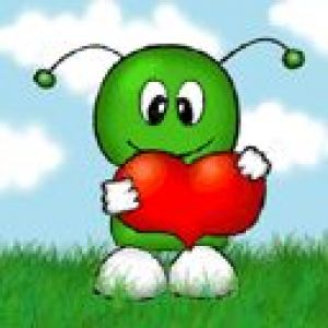 Personagem Verde Fofo Segurando um Coração