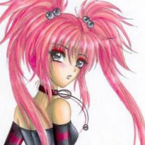 Garota Anime com Cabelo Rosa