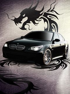 BMW Preta com Design de Dragão
