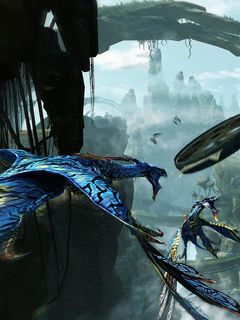 Paisagem de fantasia com aves coloridas