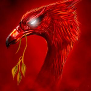 Ilustração de Pássaro Fantástico Vermelho