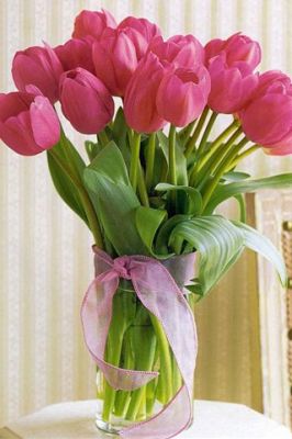 Belo Buquê de Tulipas Rosas