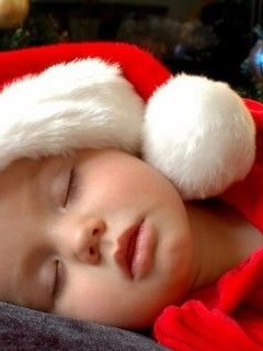 Bebê Dormindo com Chapéu de Natal