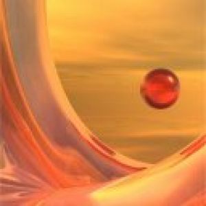Esfera Vermelha Abstrata ao Pôr do Sol
