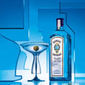 Arte de Gin Azul e Copo