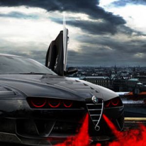 Carro Esportivo Preto Alfa Romeo