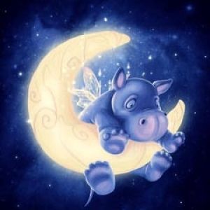 Hipopótamo fofo na lua