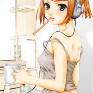 Garota Anime com Fones de Ouvido