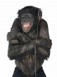 Macaco Sorridente com Fones de Ouvido