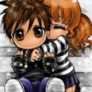 Ilustração de casal anime fofo