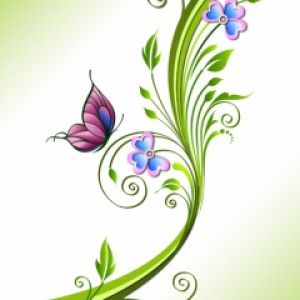Design de Borboleta e Flores