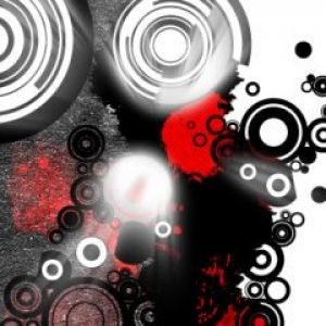 Círculos Abstratos Vermelhos e Pretos