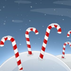 Bastões de doce na neve