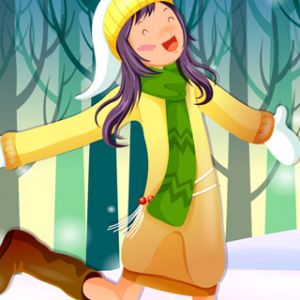 Menina de Inverno Feliz