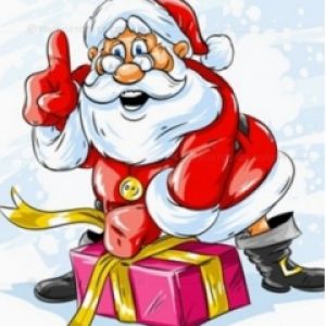 Papai Noel Alegre com Presente
