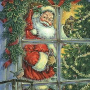Janela de Natal com o Papai Noel