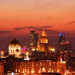 Horizonte de Moscovo ao Pôr do Sol
