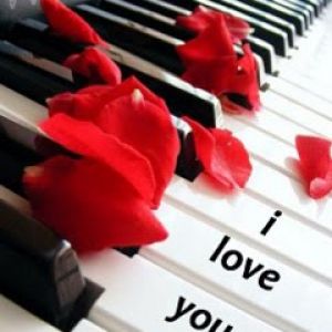 Piano com Pétalas de Rosa