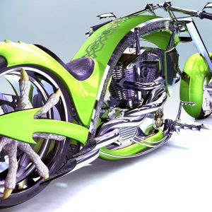 Motocicleta Verde Futurista