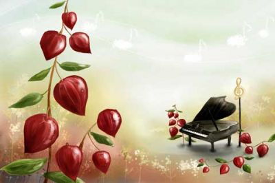 Piano Musical com Elementos Naturais