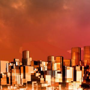 Cidade Futurista ao Pôr do Sol