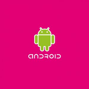 Logo Android em Fundo Rosa