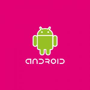 Logo Android em Fundo Rosa