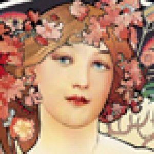 Mulher Art Nouveau com Flores