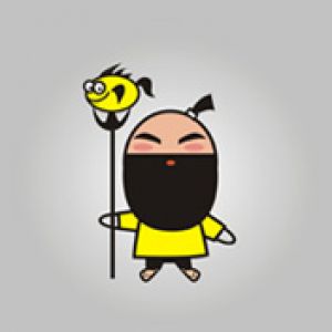 Personagem de Desenho Animado Fofo com Peixe