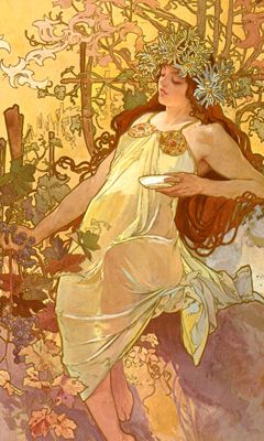 Mulher Art Nouveau com Uvas