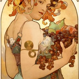 Mulher Art Nouveau com Frutas