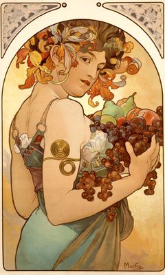 Mulher Art Nouveau com Frutas