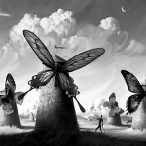 Paisagem Surrealista com Borboletas