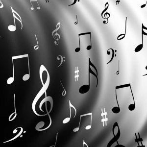 Design Abstrato de Notas Musicais