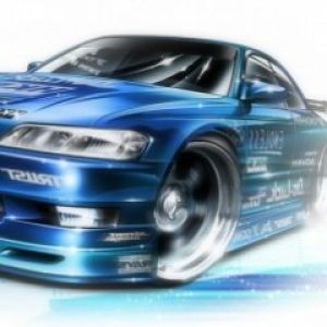 Ilustração de Carro de Corrida Azul