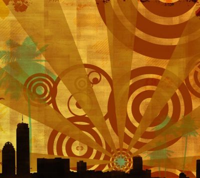 Design Abstrato Vibrante com Raios de Sol