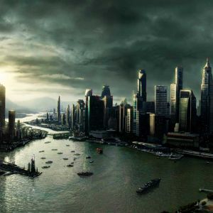 Paisagem Urbana Dramática ao Entardecer