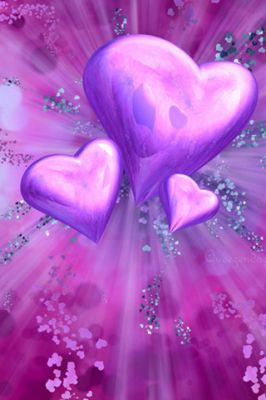 Corações Roxos em Fundo Rosa - wallpaper preview