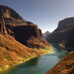 Paisagem de rio montanhoso sereno