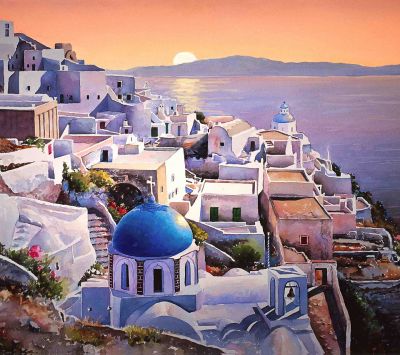 Vista de Santorini ao Pôr do Sol