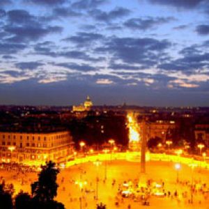 Panorama de Roma ao Anoitecer
