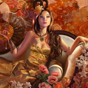 Mulher Elegante com Leque