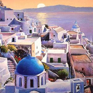 Vista de Santorini ao Pôr do Sol
