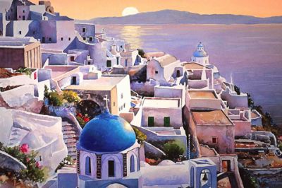 Vista de Santorini ao Pôr do Sol