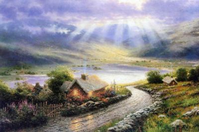 Paisagem serena com luz solar