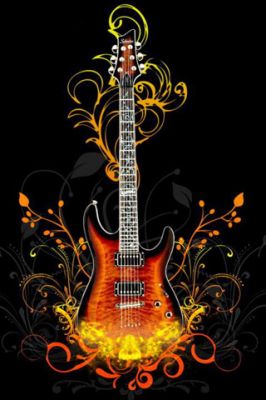 Guitarra Elétrica com Design Floral