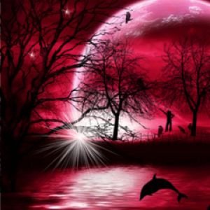 Paisagem Mística da Lua Vermelha