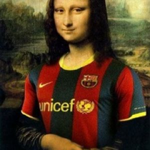 Mona Lisa com camisa do Barcelona