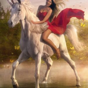 Fantasia de Unicórnio com Mulher