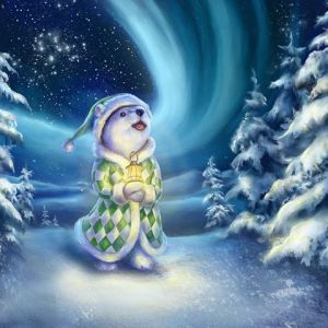 Urso Polar Fofo em um País de Inverno